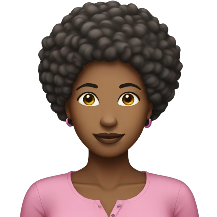 Black women with an Afro and a pink shirt emoji