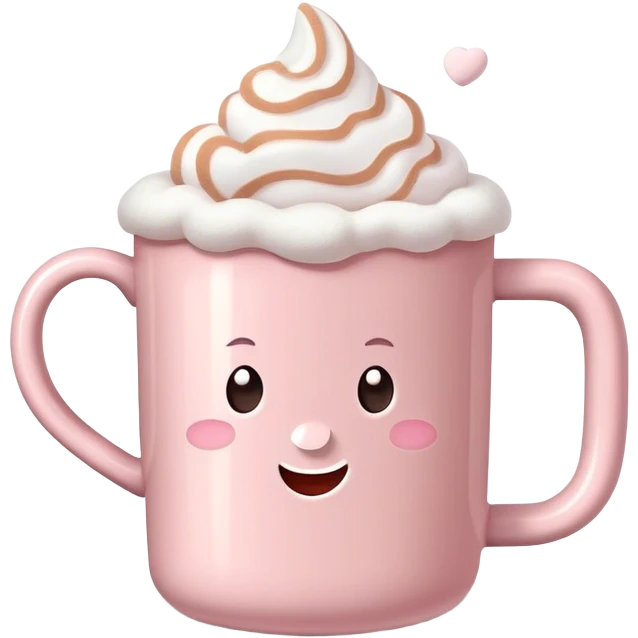 Light Pink mug of hot chocolate with marshmallows  emoji