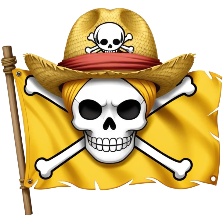 One Piece Straw Hat Pirates flag with skull wearing straw hat emoji