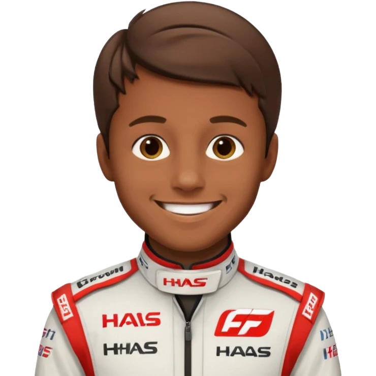 The Formula 1 Driver Oliver Bearman (brown volume hair)in Haas F1 Suit emoji