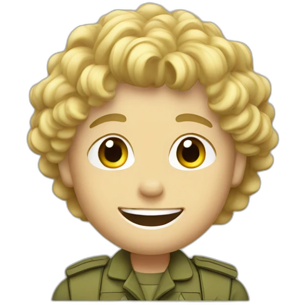 A happy young soldier with a not toolong curly blond hair emoji