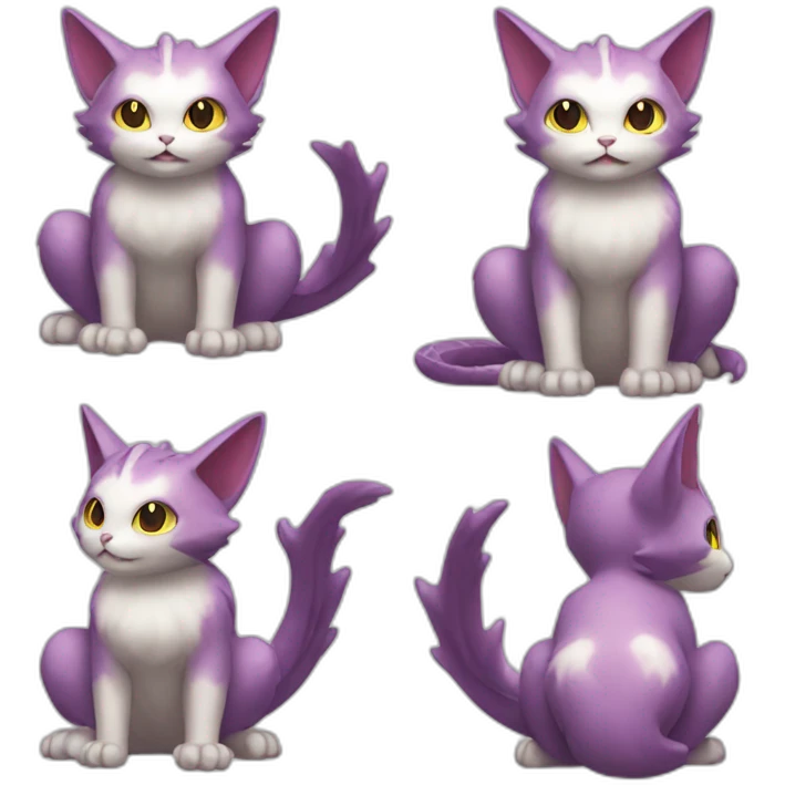Sitting-bicolor-cat-dragon-type-pokemon emoji
