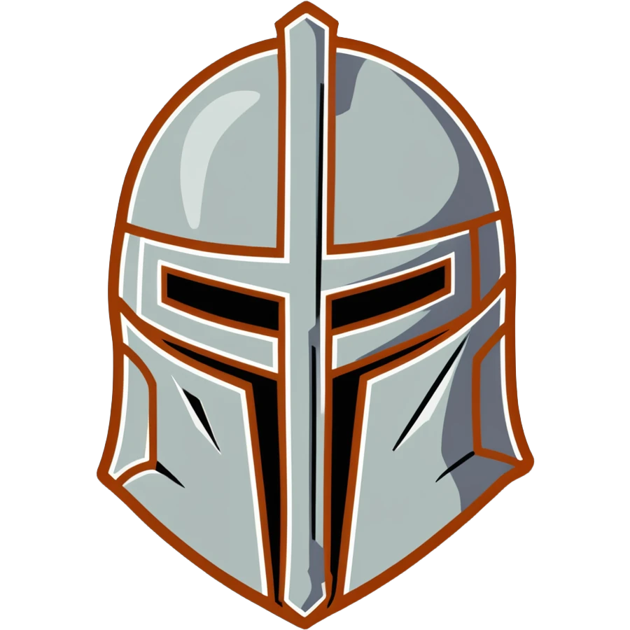 Battle-worn crusader helmet with light rust and historical details emoji