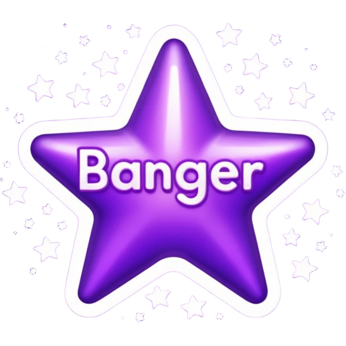 The word "banger" surrounded by purple stars emoji