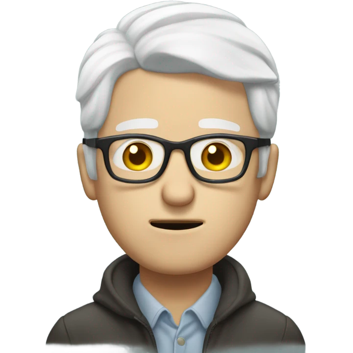 White man with white hair and glasses has been sick for a week with runny nose and headache emoji