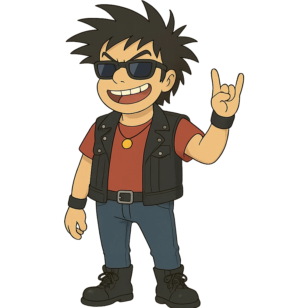 ghibli style cool funny rocker emoji