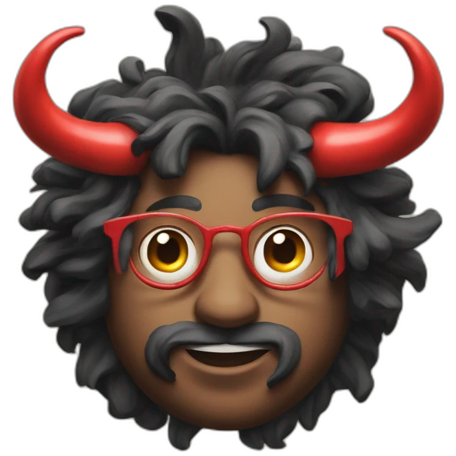 An artistic red bull painting a canvas picture emoji