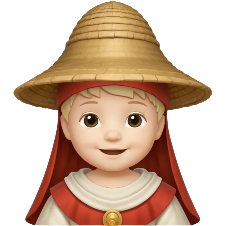 ancient roman baby conical hat, white, half body emoji