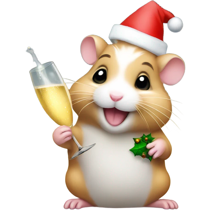 hamster christmas with champagne emoji