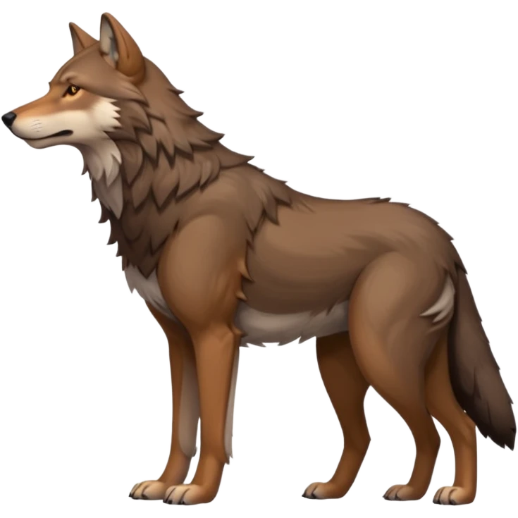Brown wolf side profile full body facing center emoji