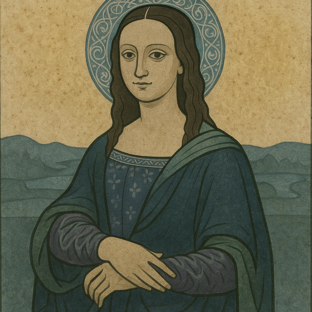 Mona Lisa in a classic art style, detailed and elegant, resembling the original painting emoji
