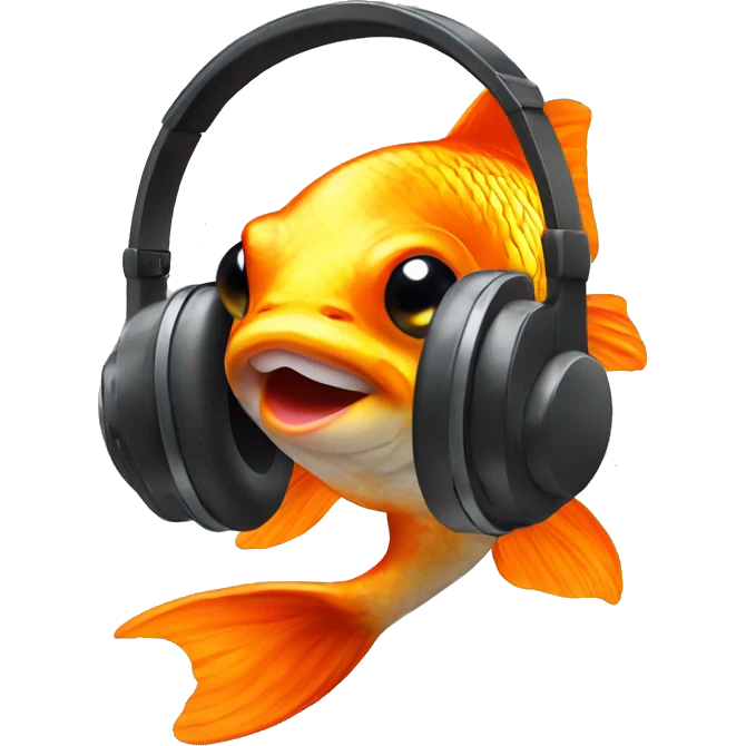 Goldfish wearing headphones  emoji