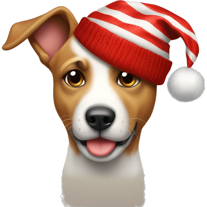 Perro con gorro de navidad emoji