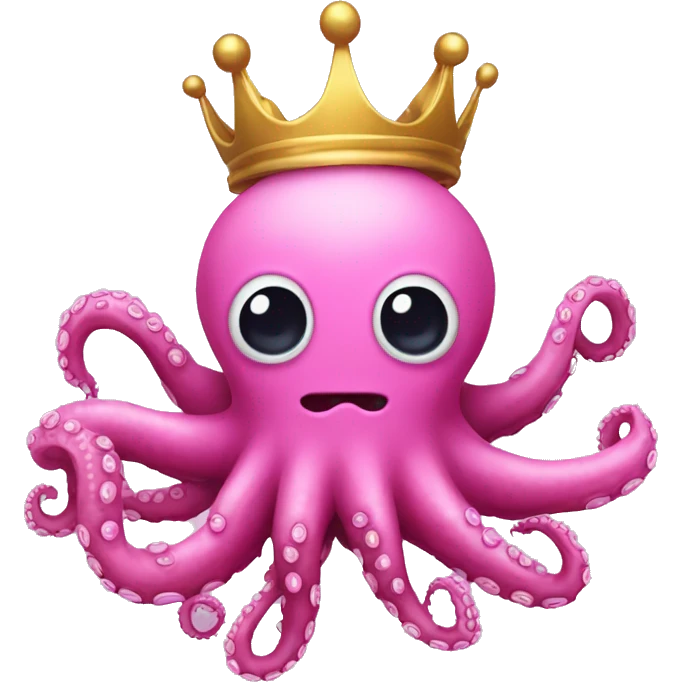 a scary pink octopus with a golden crown emoji