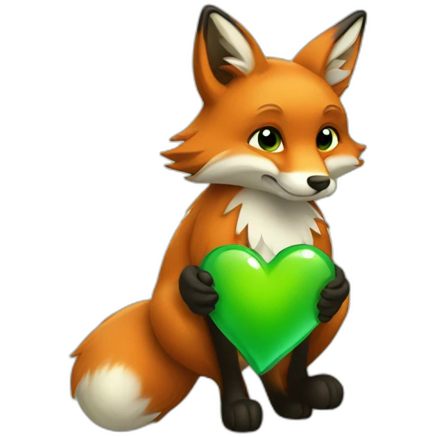 Fox with a green heart in his hand  emoji
