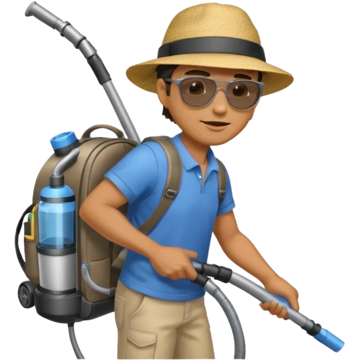 Dude cleaning car with a vacuum in a backpack emoji