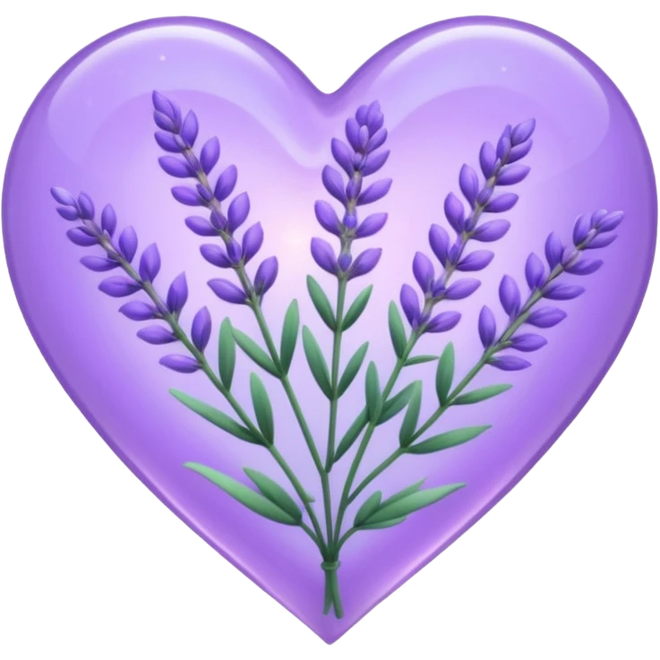 create a holographic lavender plant that wraps around a lavender colored heart emoji
