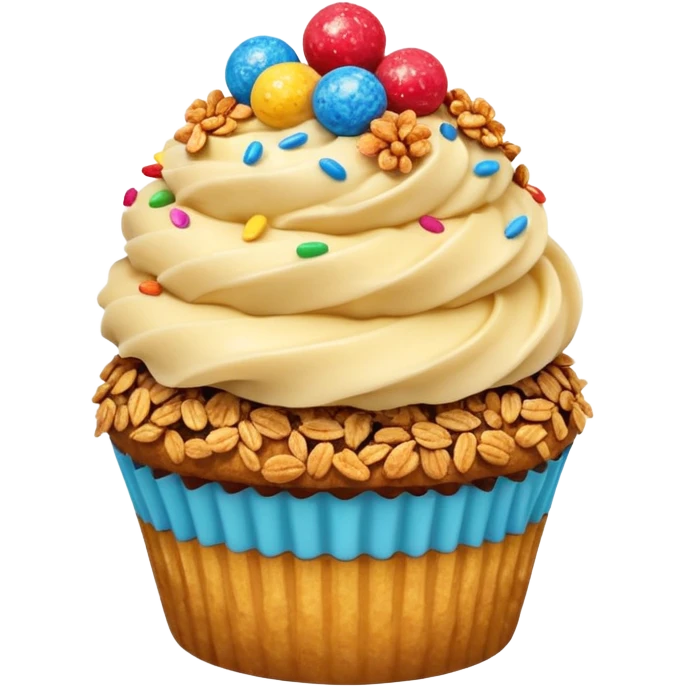 Fried ice cream as a cupcake with sprinkles covered in granola  emoji