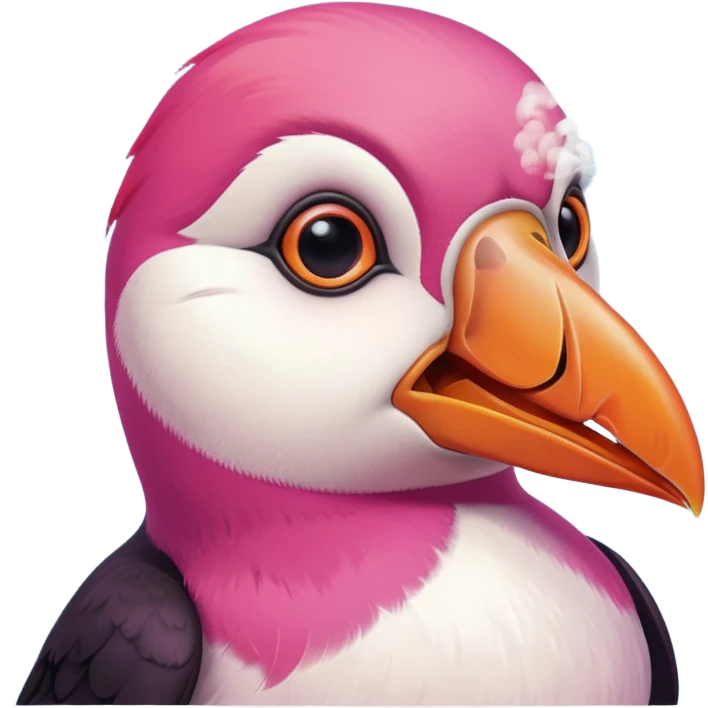 pink puffin angry blow steam nose beak emoji