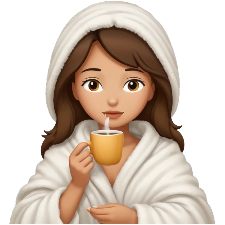 girl inside a blanket sipping coffee eyes closed emoji