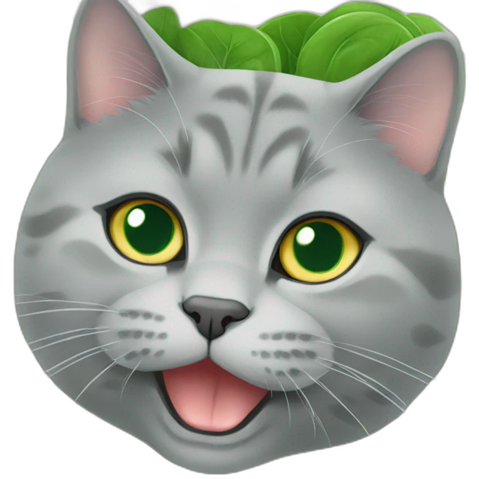 british shorthair cat eating spinach emoji