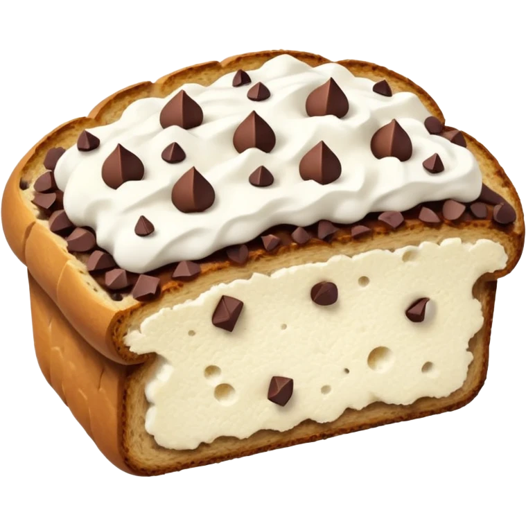 a slice of bread with ricotta and chocolate chips on top emoji