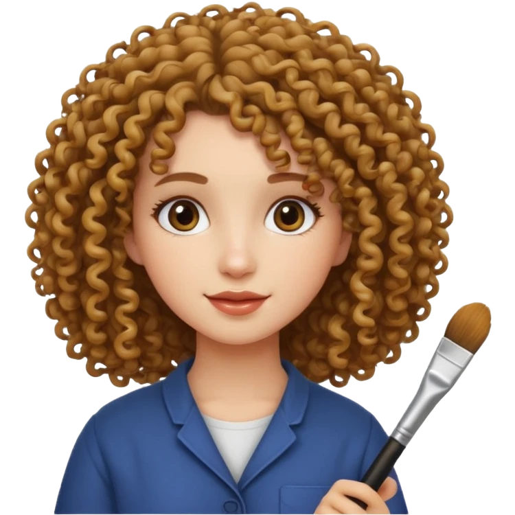 curly haired girl with a brush emoji