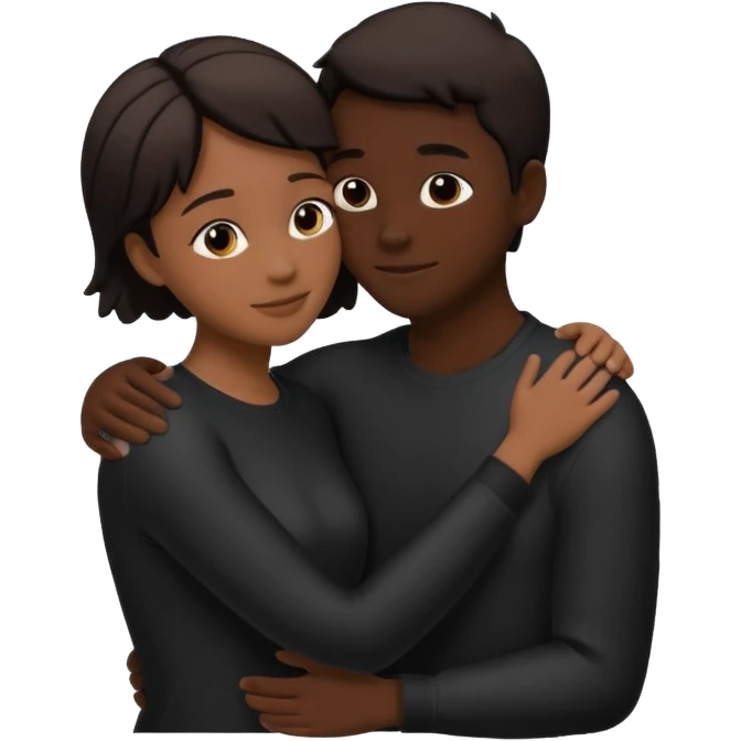 Two people hugging. They are facing each other. Silhouette only.  emoji