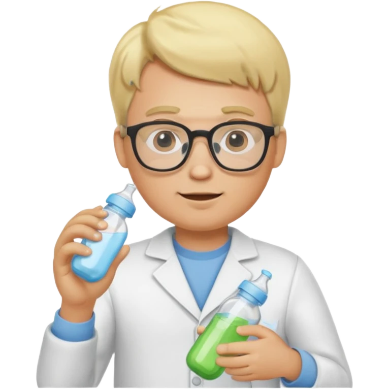 blonde man with glasses with baby bottle emoji