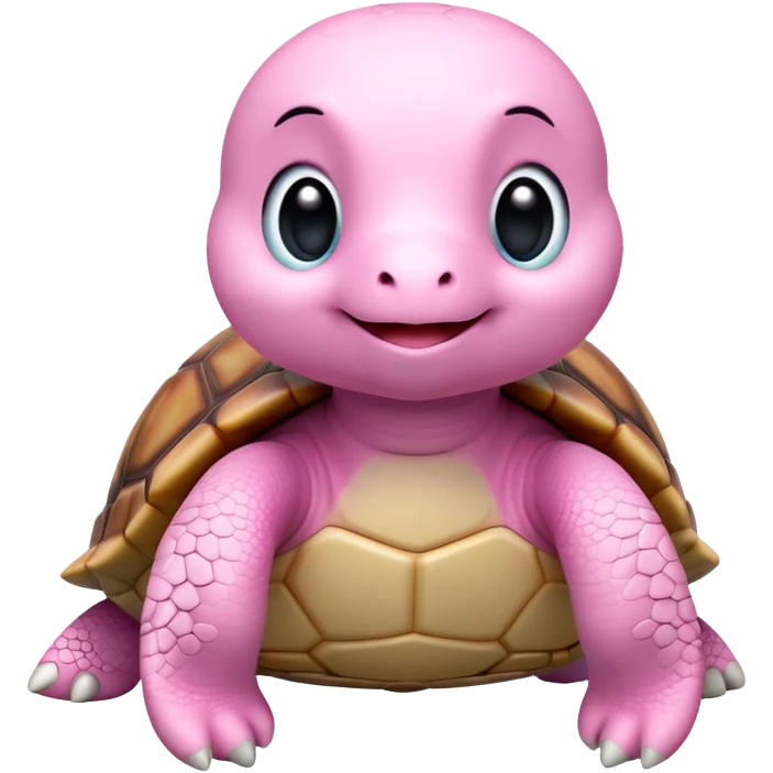 light pink turtle, cute, adorable, looks like a stuffed animal with no details in skin, similar to the 3D emoji version emoji