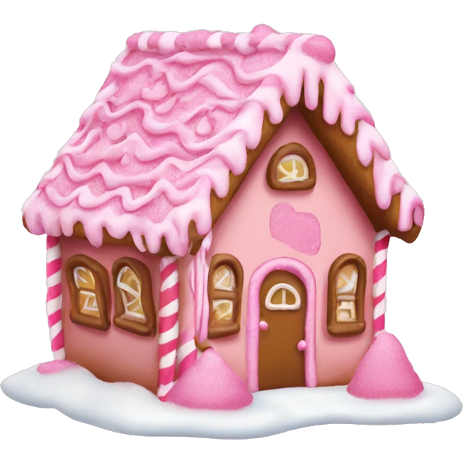 Pink gingerbread house with pink snow emoji