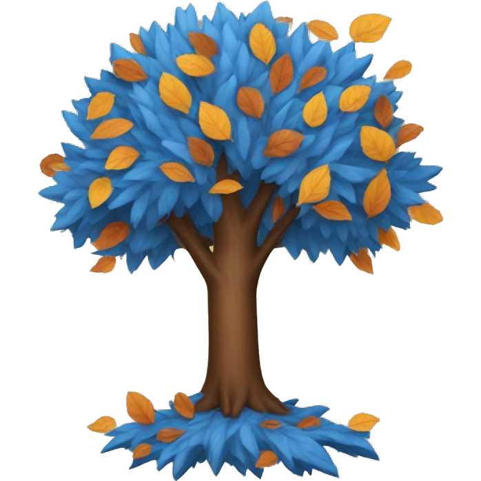 Autumn tree with blue leaves emoji