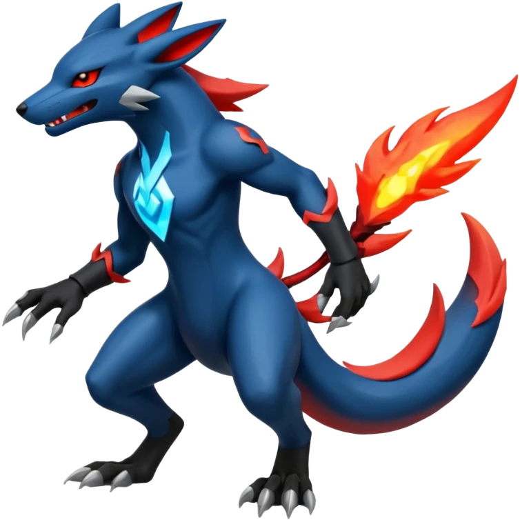 Edgy futuristic Zoroark-Salandit-Lucario-fusion emoji