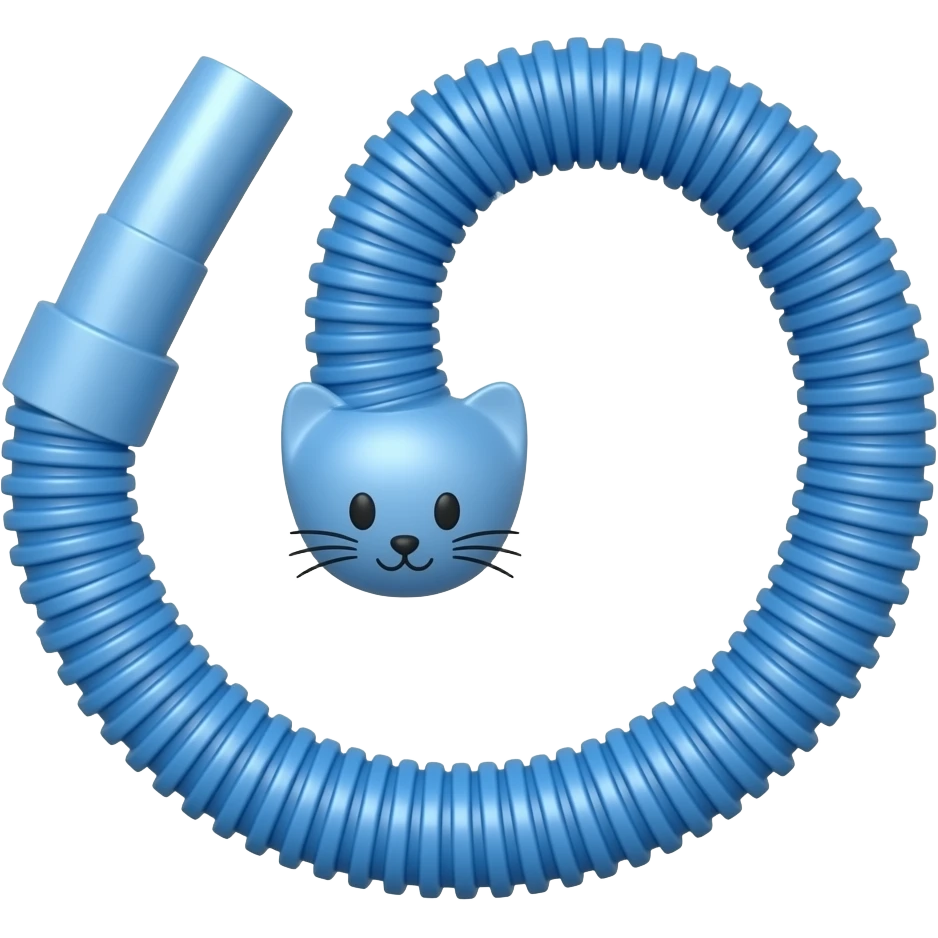 Cat-shaped bulge,blue plastic vacuum hose. emoji