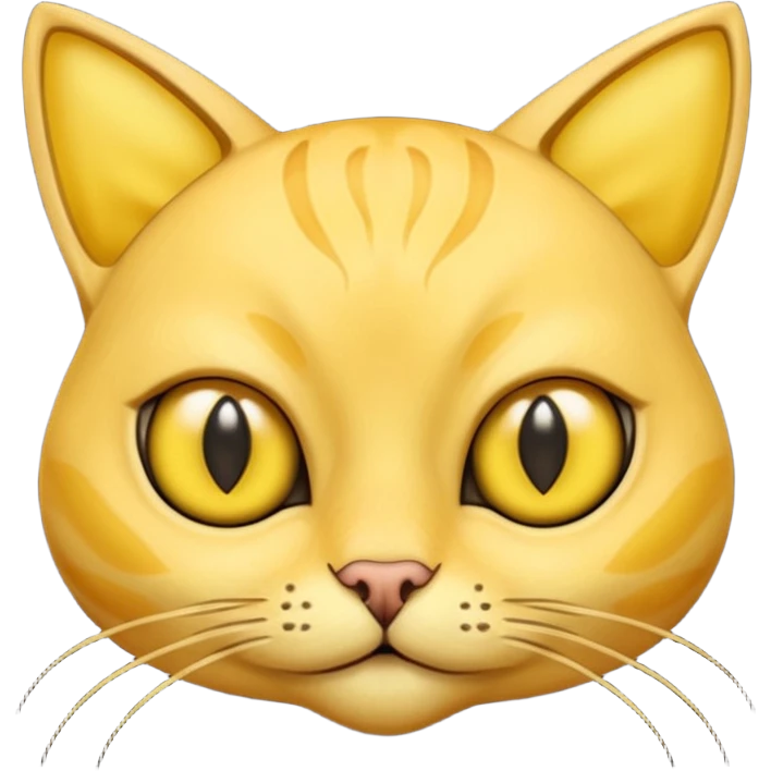 furless dark yellow alien cat face with alen eyes emoji