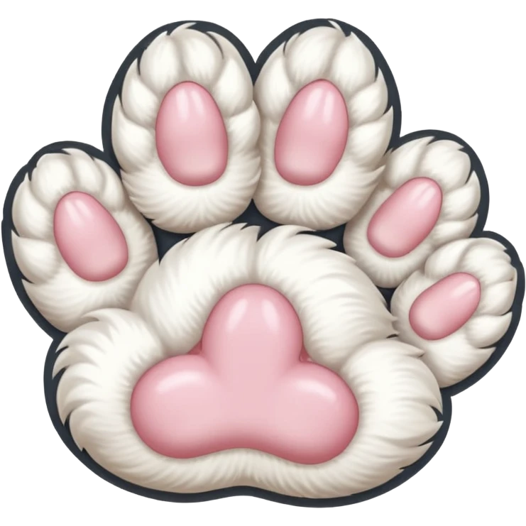 Fluffy white cat paw with six toes emoji