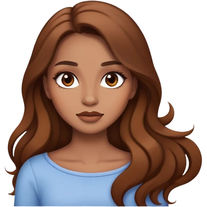 woman with brown long hair, make up and cute  emoji