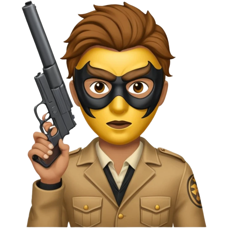 a person in a shiesty mask, holding a pistol emoji
