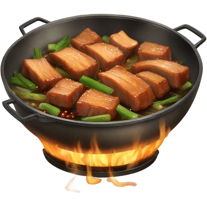 Sticky Chinese Pork Belly in wok emoji