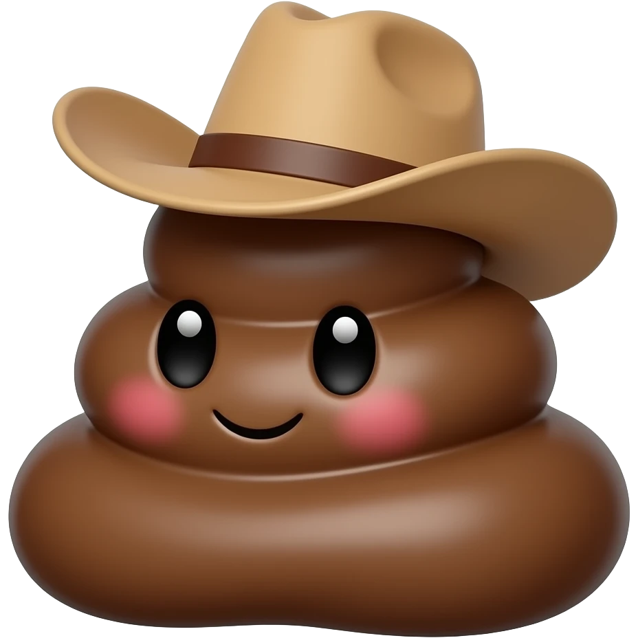 Cute 💩 with cowboy hat on Sideways emoji