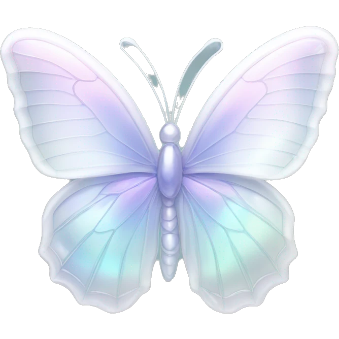 Pastel white iridescent glass crystal butterfly emoji