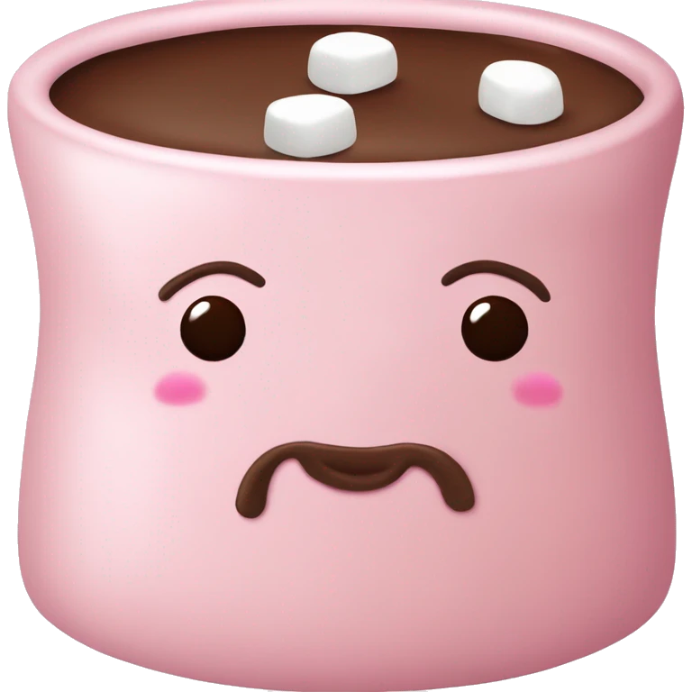 Light Pink mug of hot chocolate with marshmallows  emoji