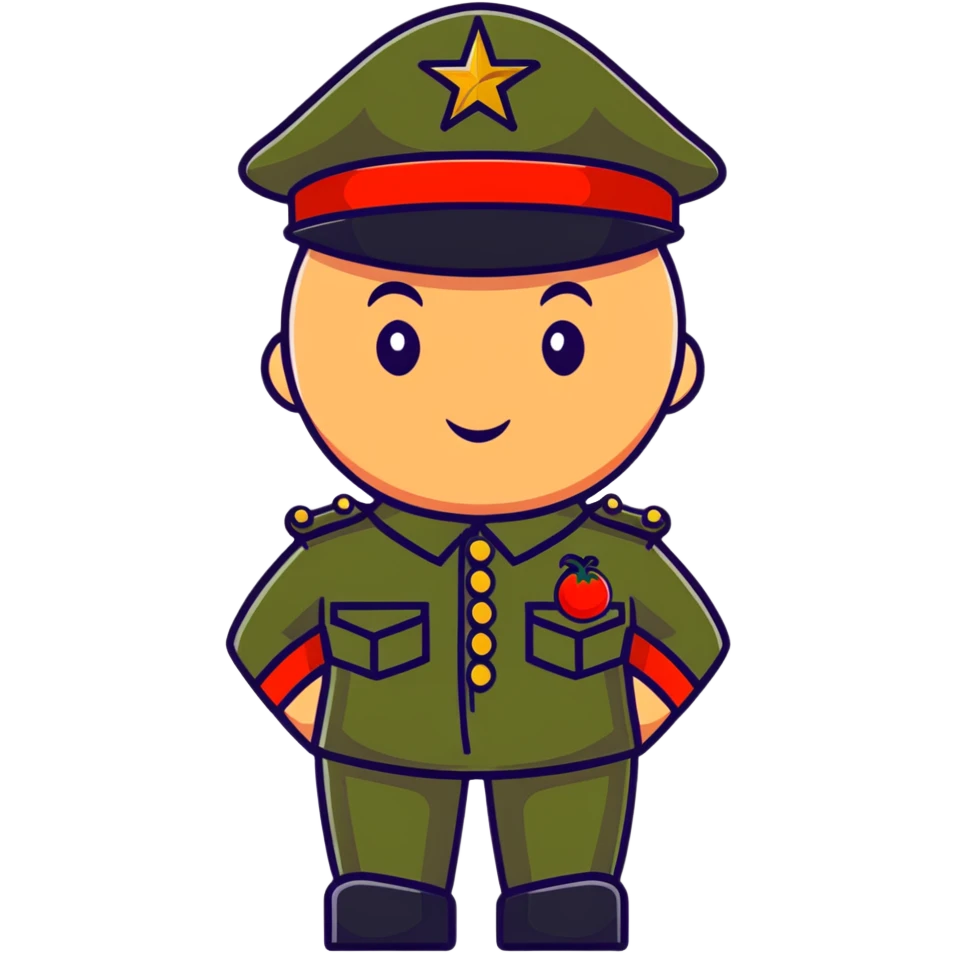 Tomato wearing Napoleon's cocked hat and military officer uniform emoji