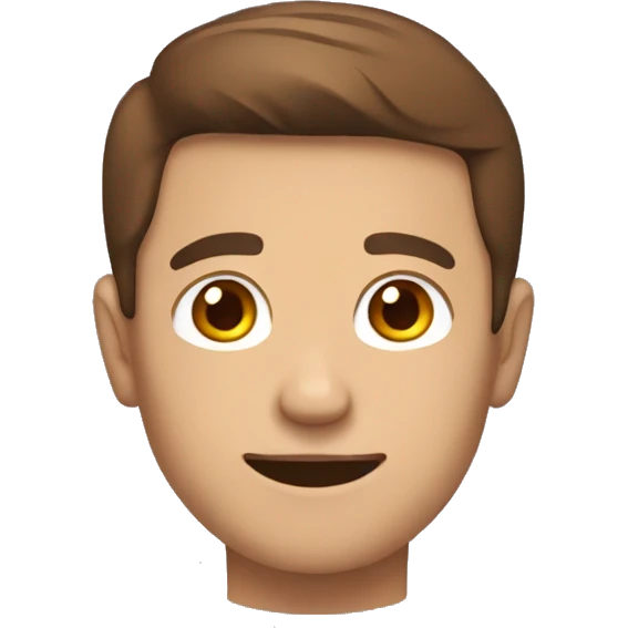 make me an emoji of a man with brown hair smiling with their hands side by side crossed emoji