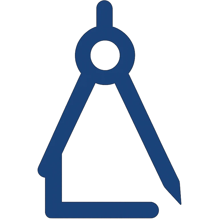 modern flat design logo, compass tool arranged as an L shape, navy blue, simple and iconic emoji