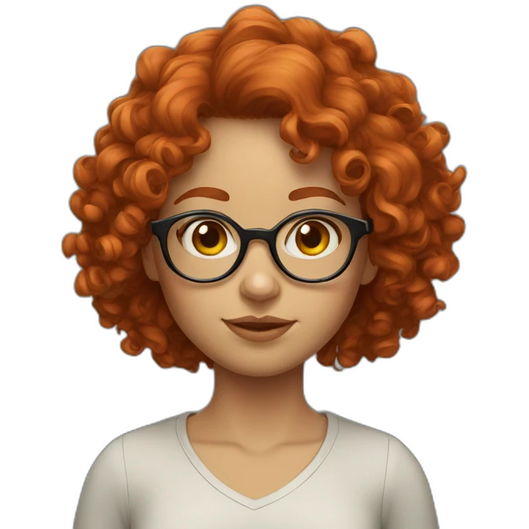 redhead curly glasses girl emoji