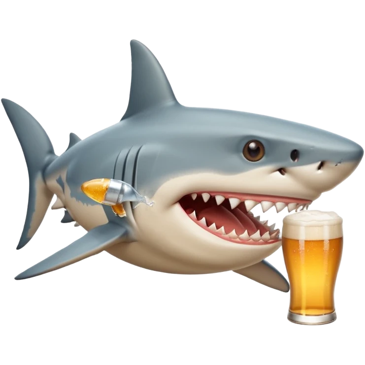 shark drinking beer emoji