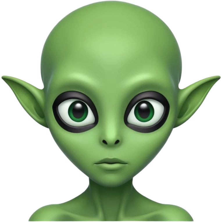 alien green, black eye full ,  emoji