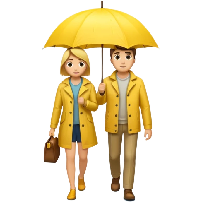 Couple under yellow umbrella, City Rain Scenes emoji