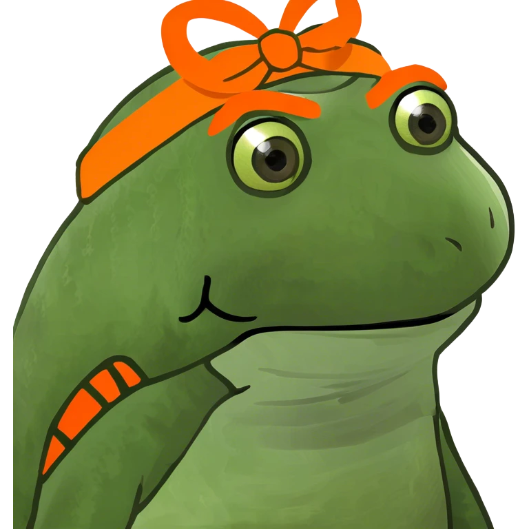 bufo with a turtle shell and an orange headband emoji